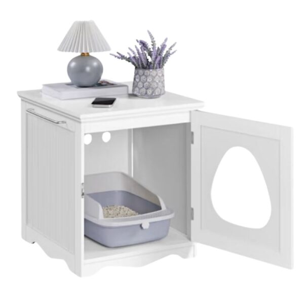 Topeakmart White Furniture Indoor Cat Litter Box, 19" L X 20" W X 20.5" H