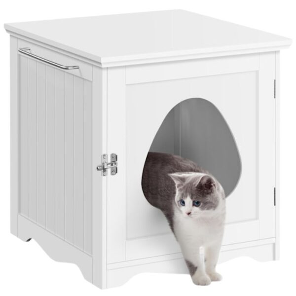 Topeakmart White Furniture Indoor Cat Litter Box, 19" L X 20" W X 20.5" H