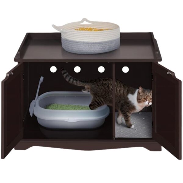 Topeakmart Decorative Espresso Furniture Hidden Washroom Cat Litter Box, 30" L X 20" W X 21" H